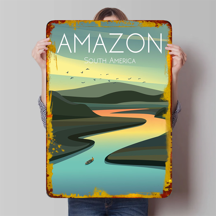 Home Office Amazon - Amazon River Landscape Metal Wall Art