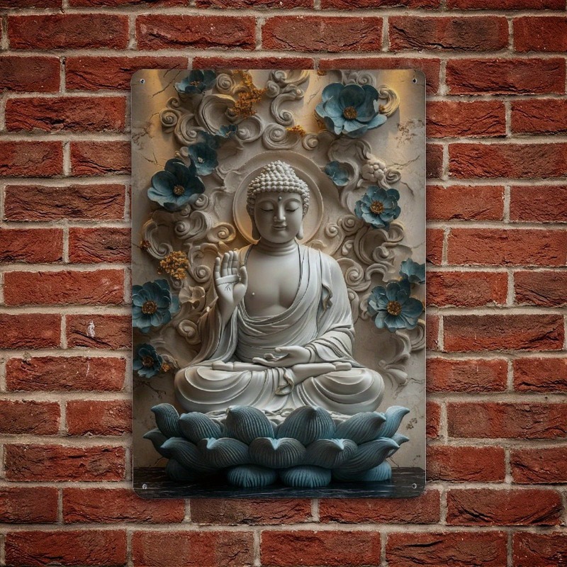 Home Office Yoga Room Ideas - Zen Buddha Statue Aluminum Wall Art,