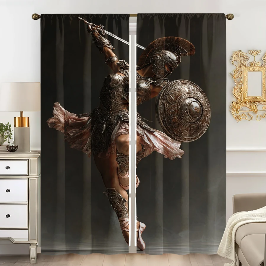 Home Office Amazon - Dramatic Warrior Amazon Curtains 2pcs Printed