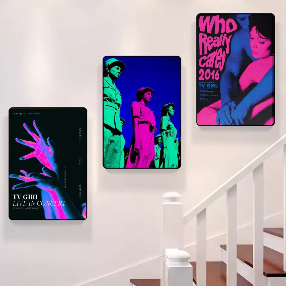 Pink Blue TV Girl Art Poster H - огляд і ціна Home Office And Tv Room Ideas
